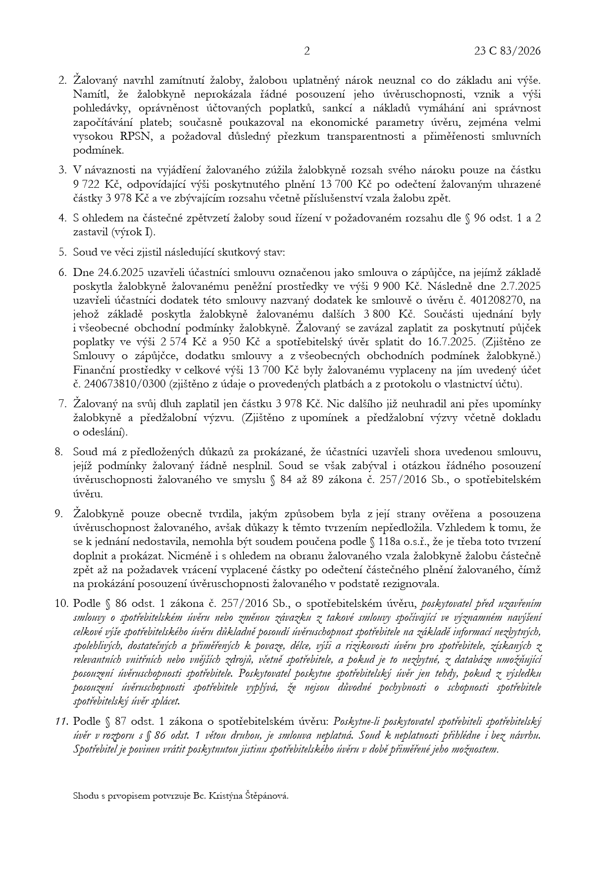 Anonymizované soudní rozhodnutí, strana 2 z 5